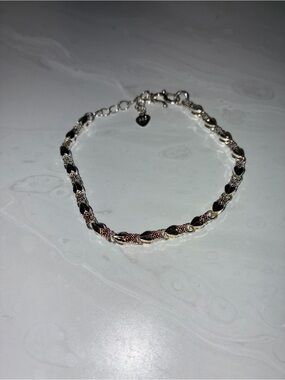 999 White Silver Bracelet- Hearts Link Bracelet with S shaped Clasp